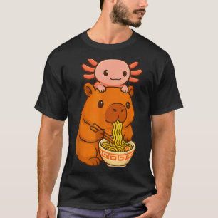 T-shirt Capybara Anime Ramen Axolotl Drôle Graphique Kawai