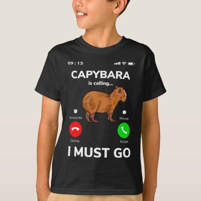 T-shirt Capybara Appelle Que Je Dois Y Aller (Devant)