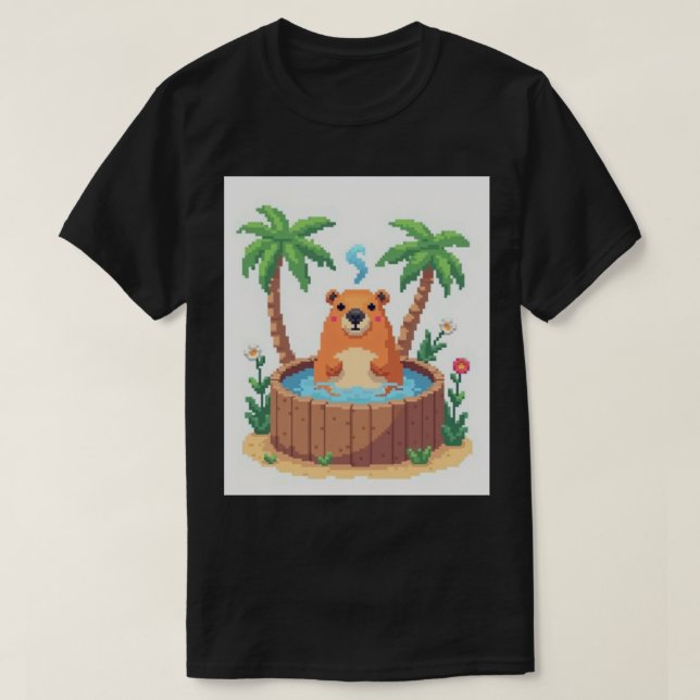 T-shirt Capybara Art Pixel Bain à Remous Rétro Jeux (Design devant)