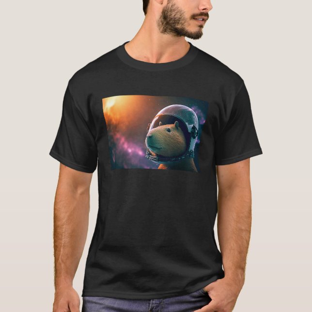 T-shirt Capybara Astronaut Deep In Space Cosmic (Devant)