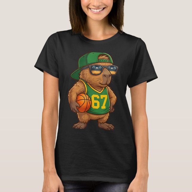 T-shirt Capybara Basketball 67 Gen Alpha Slang Srts Men Bo (Devant)