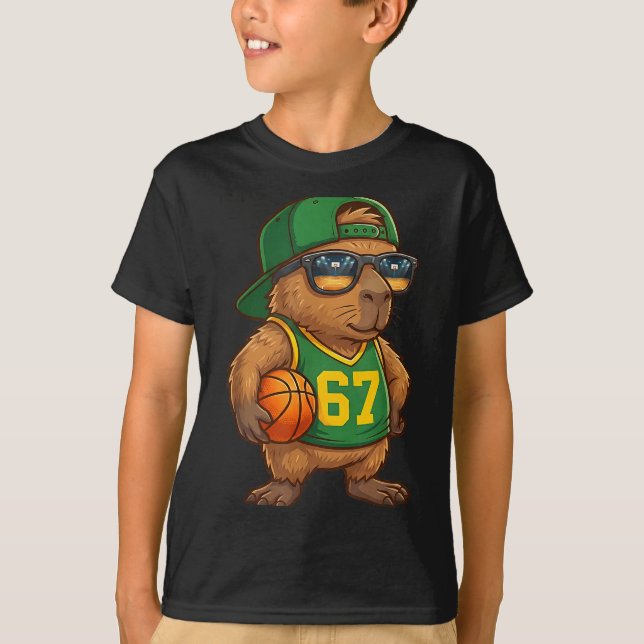 T-shirt Capybara Basketball 67 Gen Alpha Slang Srts Men Bo (Devant)