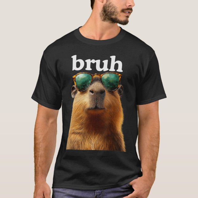 T-shirt Capybara Bruh With Sungles Funny Meme Lovers Men W (Devant)