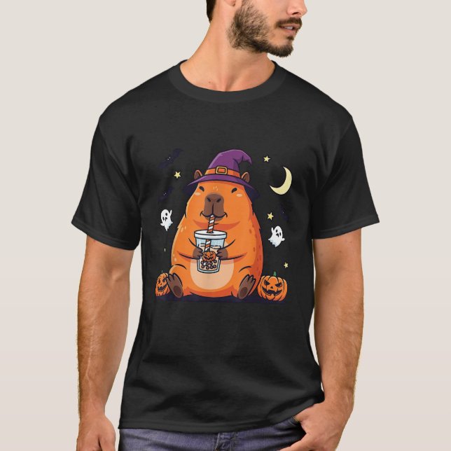 T-shirt Capybara Bubble Tea Halloween Mers Éffrayantes (Devant)