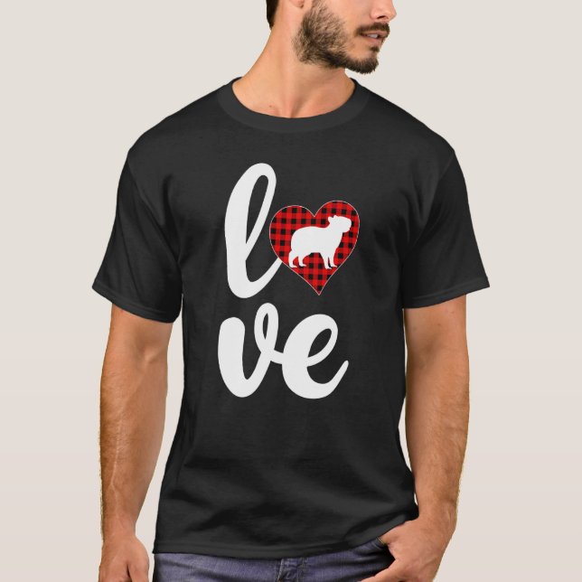 T-shirt Capybara Buffalo Plaid Love Capybara Valentine S D (Devant)