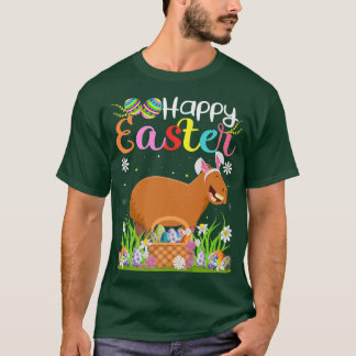 T-shirt Capybara Bunny Oeufs Chasse Drôle Capybara Happy E