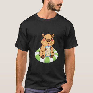 T-shirt capybara buvant du thé vert dans la piscine