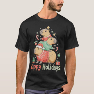 T-shirt Capybara Cappy de Noël Arbre de Noël Saison des Fê