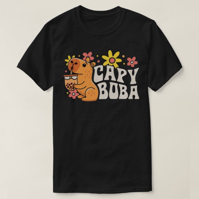 T-shirt Capybara Capy Boba Bubble Milk Tea Funny Rodent An (Design devant)