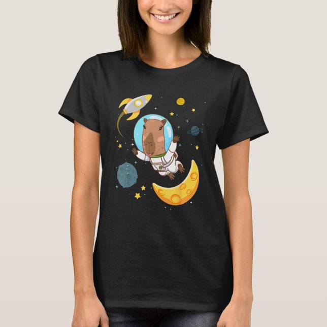 T-shirt Capybara Cosmonaut Capy Astronaut Planètes Sc (Devant)