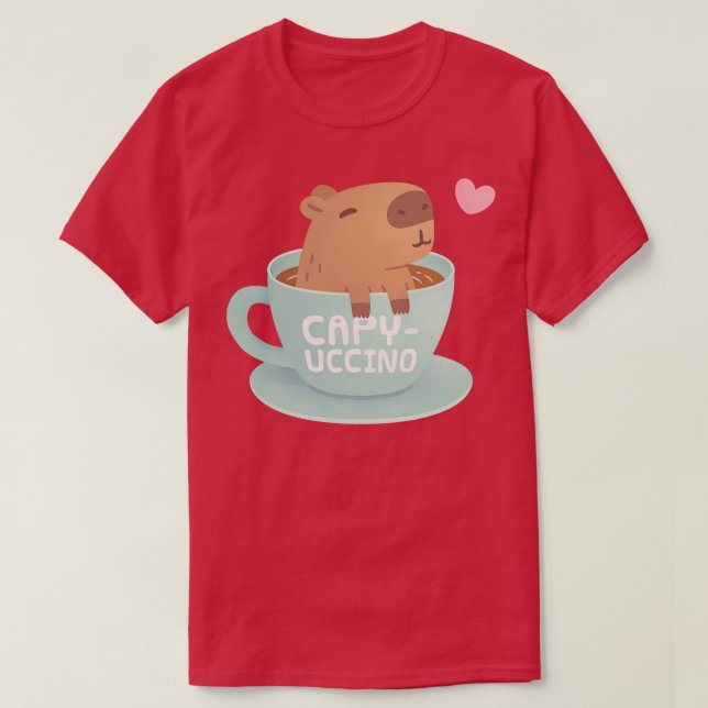 T-shirt Capybara Cute En Coupe Humour Capyuccino Pun (Design devant)