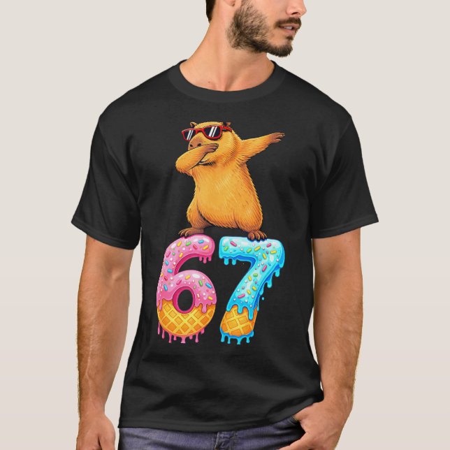 T-shirt Capybara Dabbing 67 Ice Cream Drip 67 Birthday Boy (Devant)