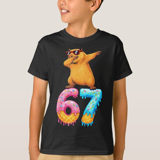 T-shirt Capybara Dabbing 67 Ice Cream Drip 67 Birthday Boy (Devant)