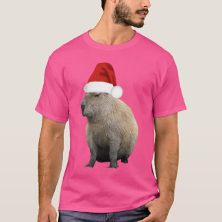 T-shirt Capybara de Noël chapeau de Santa vintage