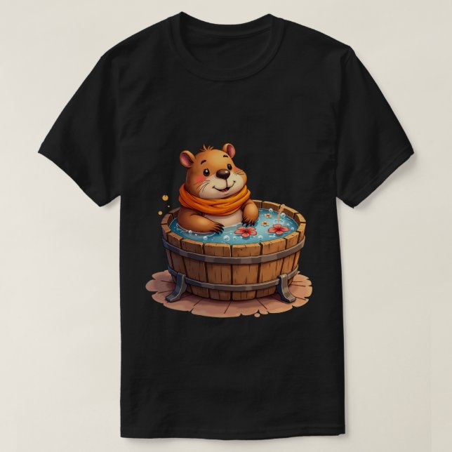 T-shirt Capybara décontracté dans un bain à remous Relaxat (Design devant)