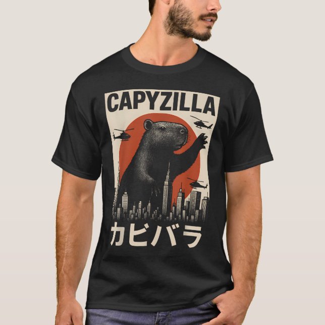 T-shirt Capybara Drôle Capyzilla Garçons Filles (Devant)