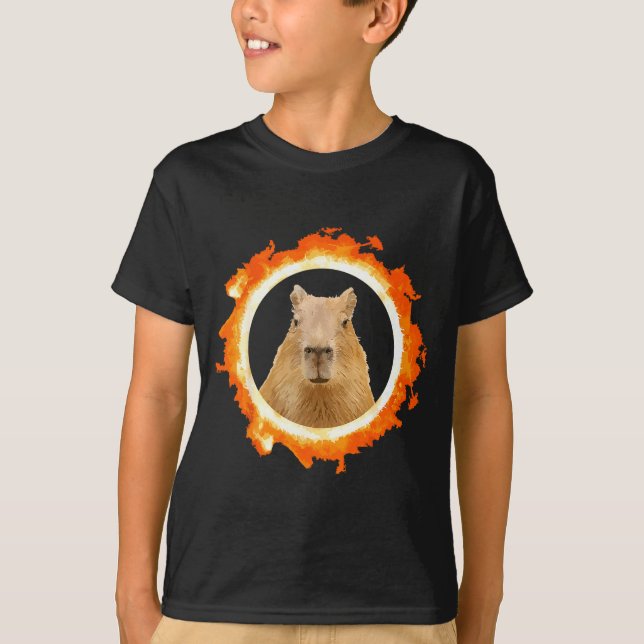 T-shirt Capybara drôle Éclipse Mème Animal solaire (Devant)