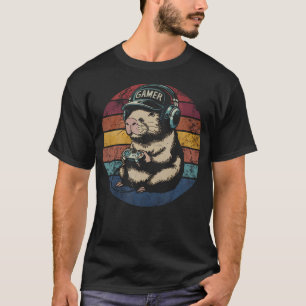 T-shirt Capybara Drôle Jouant Aux Jeux Vidéo Capy Rongeur
