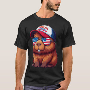 T-shirt Capybara du 4 juillet – Chapeau Dieu bénisse l'Amé