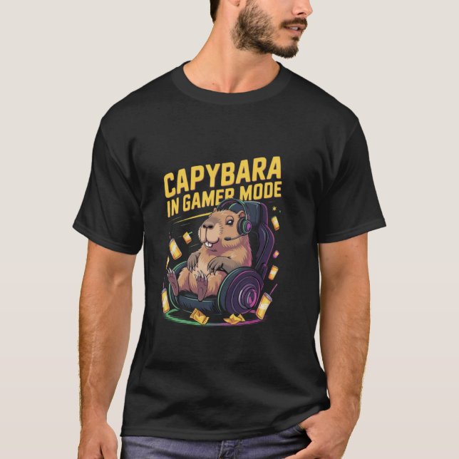T-shirt Capybara En Mode Gamer Jeu Vidéo Capybara Stuff (Devant)