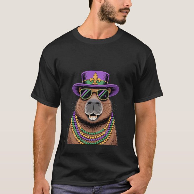 T-shirt Capybara en perles et chapeau – Art de la célébrat (Devant)