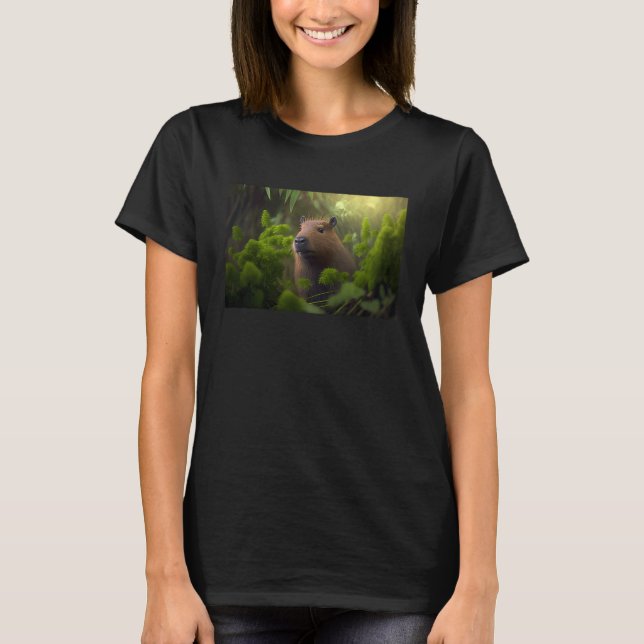 T-shirt Capybara entourée de plantes (Devant)