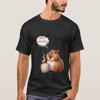 T-shirt capybara et café matinal