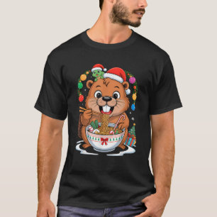 T-shirt Capybara et Turtle sac à dos Ramen Kawaii Xmas Cas