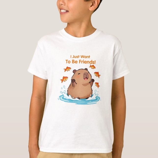 T-shirt Capybara & Friends – Design d'amitié mignon (Devant)