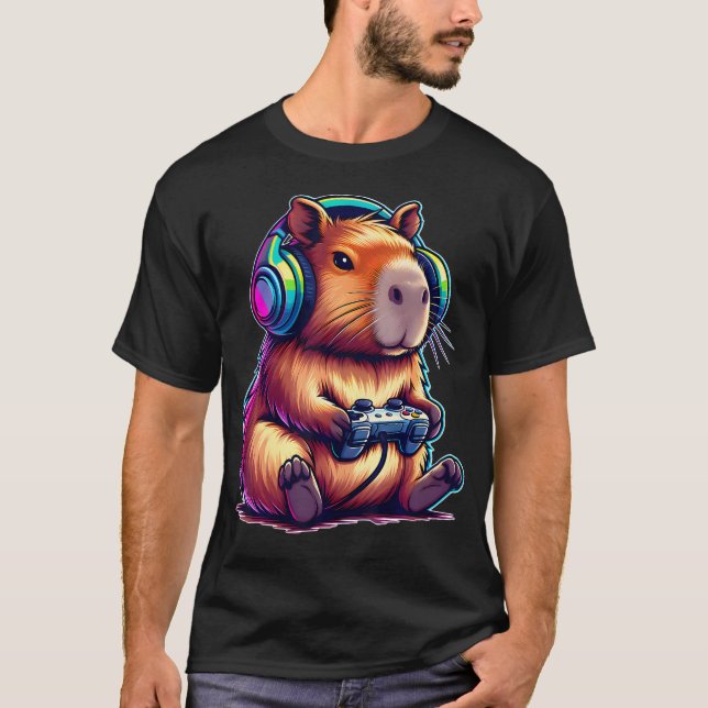 T-shirt Capybara Funny Video Games Lover Capybara Console  (Devant)