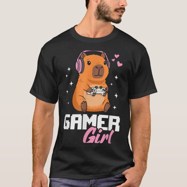 T-shirt Capybara Gamer Girl Gaming  (Devant)