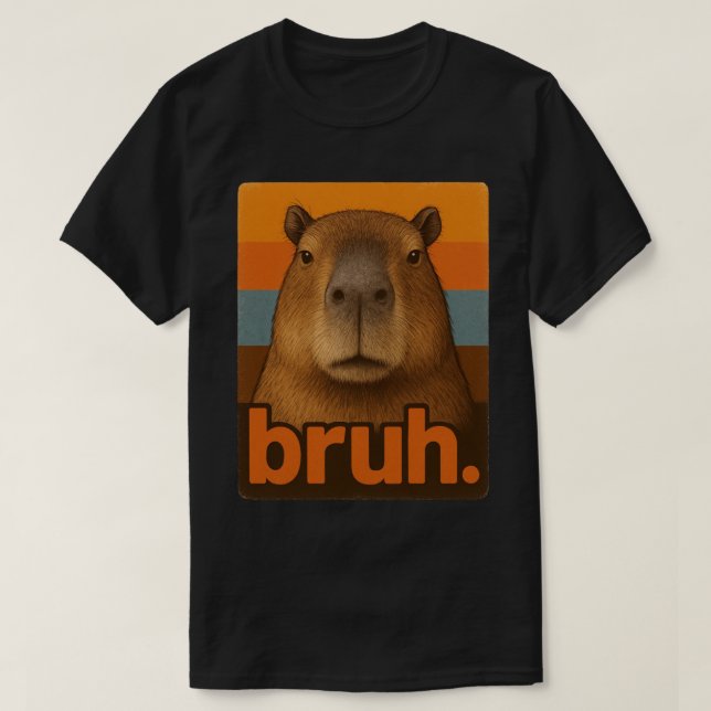 T-shirt Capybara Grincheux « bruh » Meme – Drôle d'Animal  (Design devant)