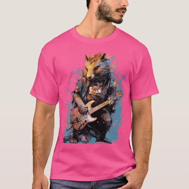 T-shirt Capybara Guitariste Guitare Rock (Devant)