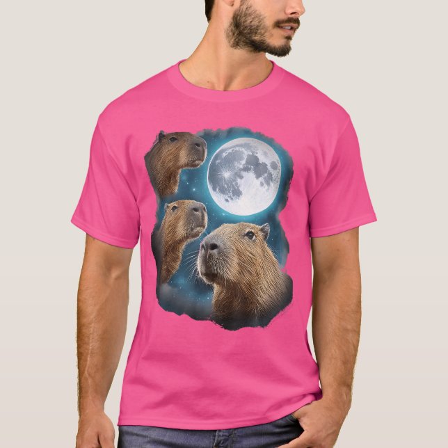 T-shirt Capybara Howling Sur La Lune (Devant)