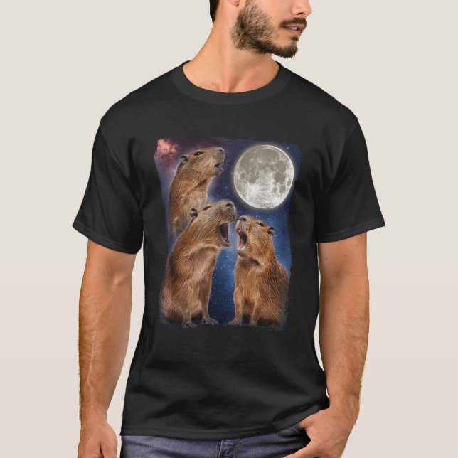 T-shirt Capybara Hurle À La Lune (Devant)