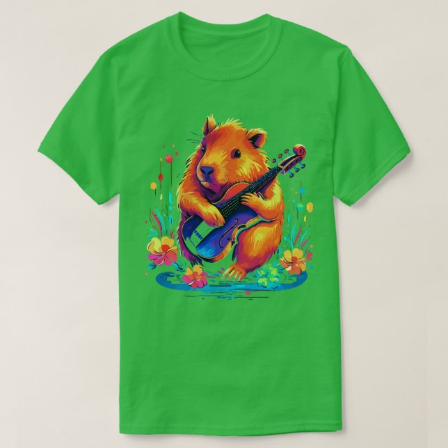 T-shirt Capybara Jouer au violon (Design devant)