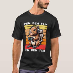 T-shirt Capybara Joueur Pew Drôles Jeux Vidéo Vintage Garç