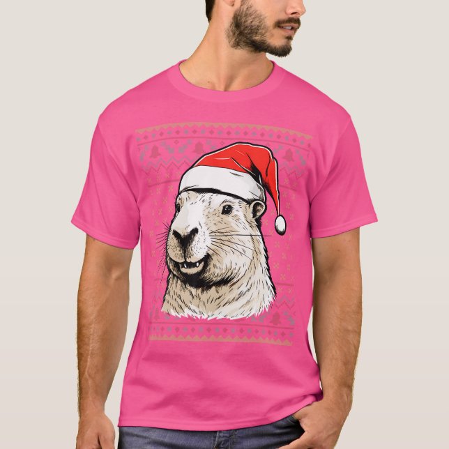 T-shirt Capybara Lover Xmas Santa Hat Ugly Capybara Christ (Devant)