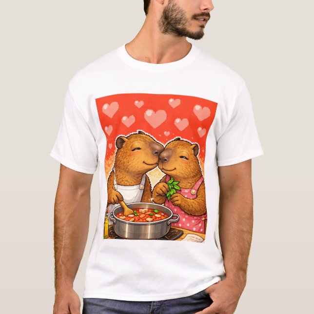 T-shirt Capybara Loves Cooking (Devant)