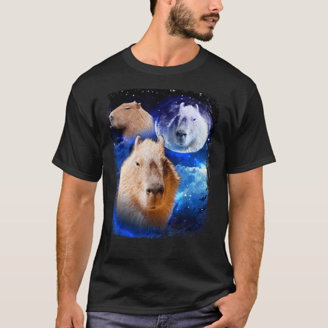 T-shirt Capybara Mème lune Funny Capybaras Vintage (Devant)