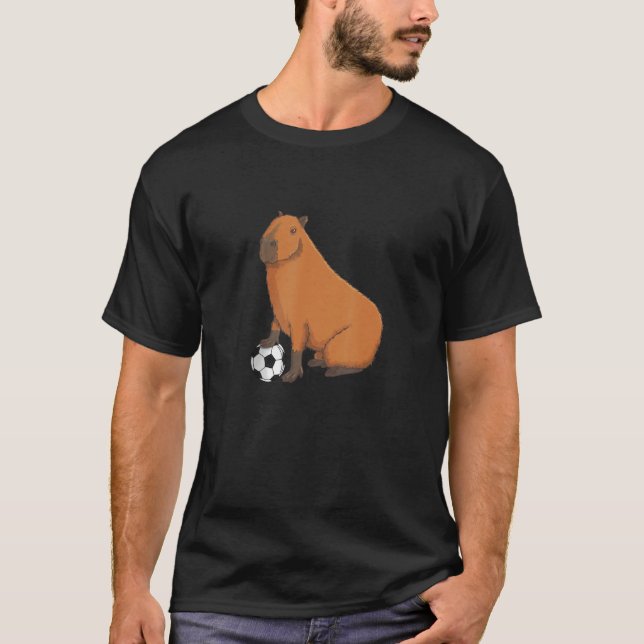 T-shirt Capybara Meme Soccer player with Football (Devant)