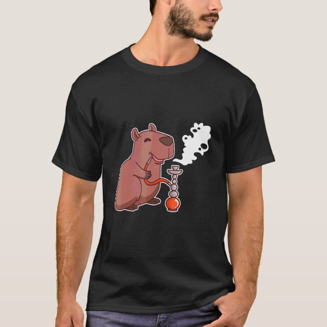 T-shirt Capybara Mignon Fumant Narguilé Chicha (Devant)