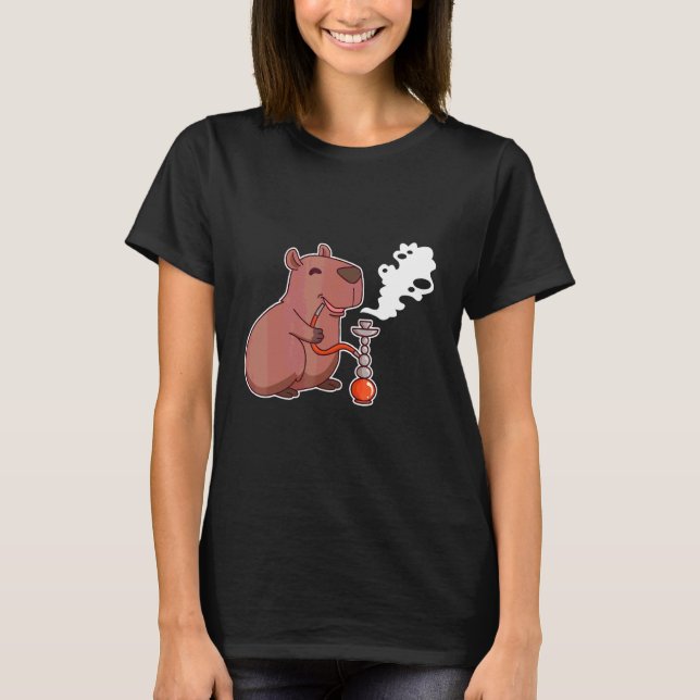 T-shirt Capybara Mignon Fumant Narguilé Shisha (Devant)