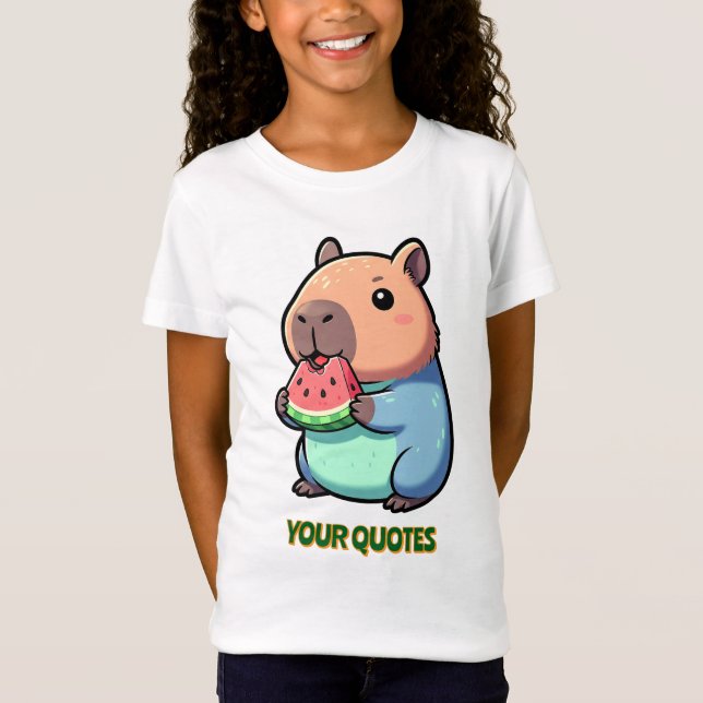 T-Shirt Capybara Mignon Mangeant de la Pastèque (Devant)