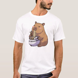 T-shirt Capybara Mignon Mangeant des Nouilles Ramen Art An