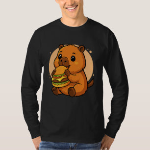 T-shirt Capybara Mignon Mangeant Un Burger Drôle Animal Ka