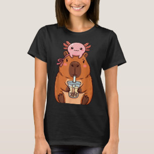 T-shirt Capybara Mignon Mignon Buvant du Thé aux Perles