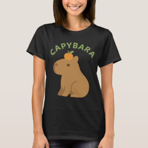 T-shirt Capybara Minimaliste Avec Orange Sur Mème Tête