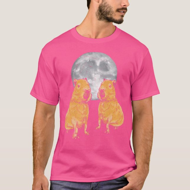 T-shirt Capybara Moon Funny Capybaras (Devant)