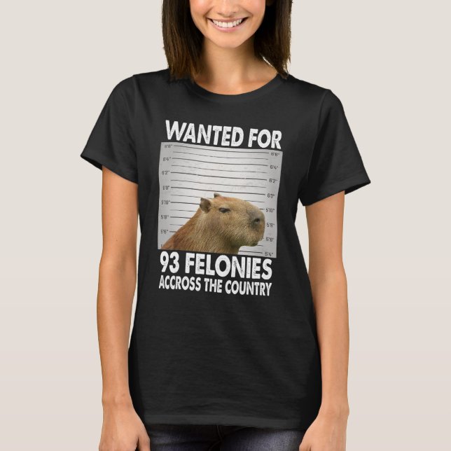 T-shirt Capybara Mugshot Recherché Pour 93 Felonies À Trav (Devant)